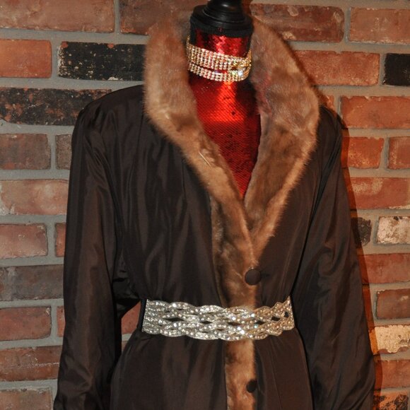 Majestic CANADA Pastel Honey Blonde Sheared MINK FUR LONG Coat Jacket - Picture 10 of 16